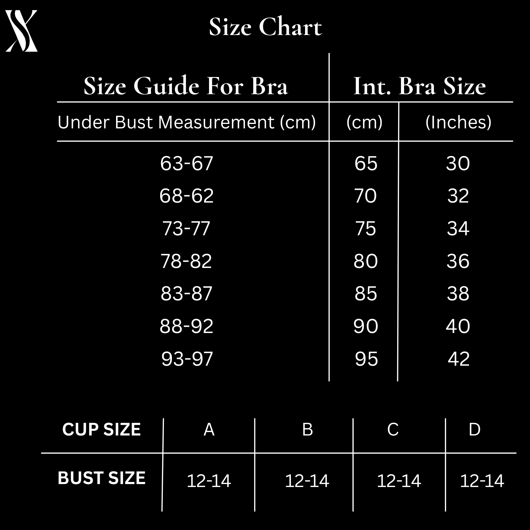 Bra Size Chart