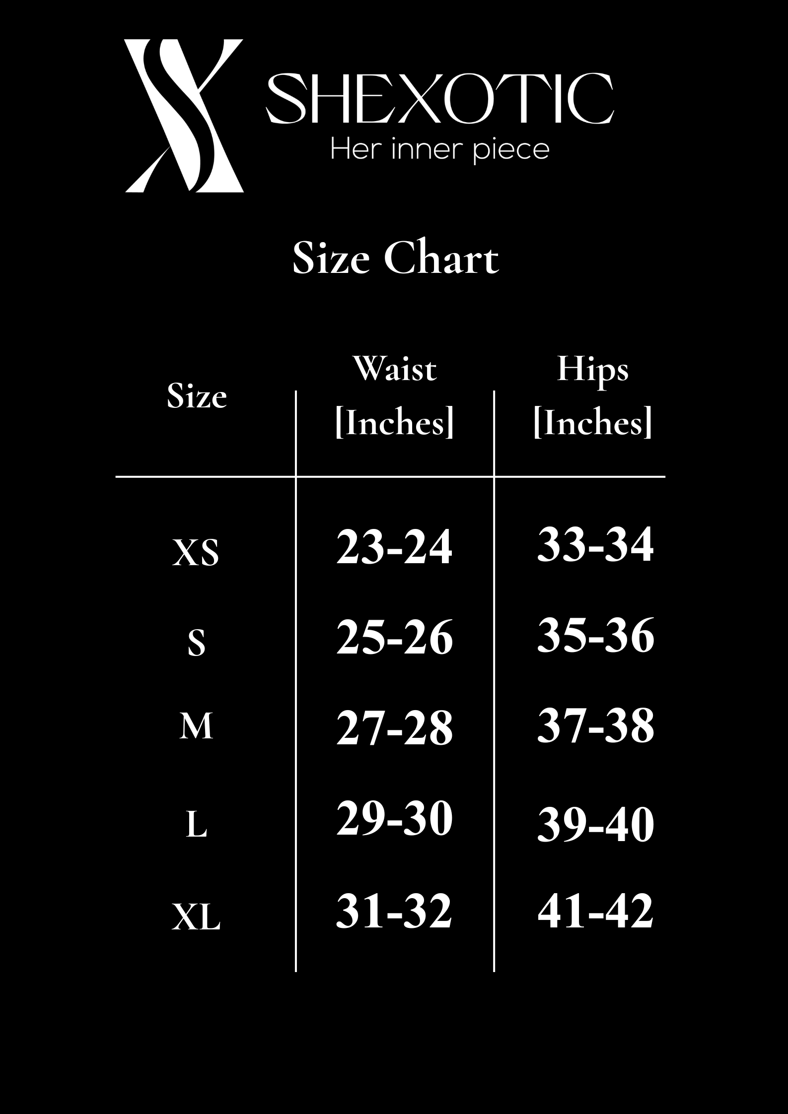 Underwear Size Chart